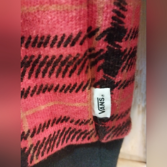 Vans Tartan Side Zip Sweater Size XS Black & Red - Picture 2 of 4